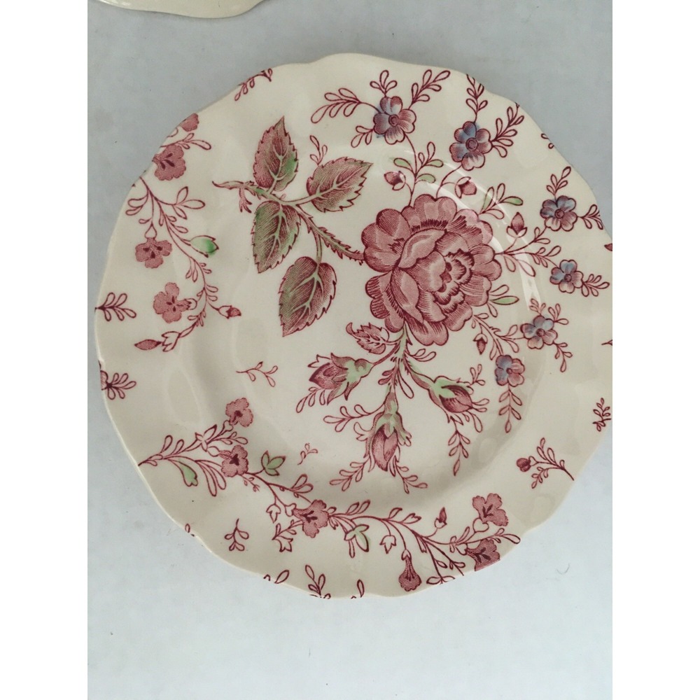 2 Johnson Brothers Rose Chintz 6 1/4" Bread And Butter Plates black stamp unused